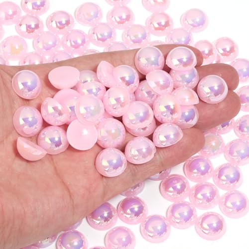 Chuyau 150 Stück 14 mm rosa AB-Perlen mit flacher Rückseite zum Basteln von Schmuckherstellung, runde Halbperlen für die Herstellung von Sammelalben, Crocs, Schuhen, Kleidung, Bechern, Nägeln Chuyau 150 Stück 14 mm rosa AB-Perlen mit flacher Rückseite zum Basteln von Schmuckherstellung, runde Halbperlen für die Herstellung von Sammelalben, Crocs, Schuhen, Kleidung, Bechern, Nägeln von Chuyau