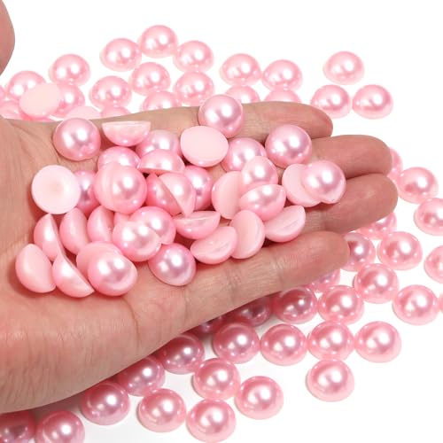 Chuyau 150 Stück 14 mm rosa Perlen mit flacher Rückseite zum Basteln von Schmuckherstellung, runde Halbperlen für die Herstellung von Sammelalben, Crocs, Schuhen, Kleidung, Bechern, Nägeln Chuyau 150 Stück 14 mm rosa Perlen mit flacher Rückseite zum Basteln von Schmuckherstellung, runde Halbperlen für die Herstellung von Sammelalben, Crocs, Schuhen, Kleidung, Bechern, Nägeln von Chuyau
