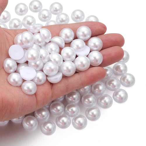 Chuyau 150 Stück 14 mm weiße Perlen mit flacher Rückseite zum Basteln von Schmuckherstellung, runde Halbperlen für die Herstellung von Sammelalben, Crocs, Schuhen, Kleidung, Bechern, Nägeln Chuyau 150 Stück 14 mm weiße Perlen mit flacher Rückseite zum Basteln von Schmuckherstellung, runde Halbperlen für die Herstellung von Sammelalben, Crocs, Schuhen, Kleidung, Bechern, Nägeln von Chuyau