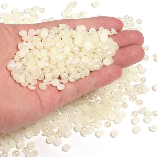 Chuyau 1500 Stück cremeweiße Perlen mit flacher Rückseite, runde Halbperlen für Bastelarbeiten, Scrapbooking, Crocs, Schuhe, Kleidung, Becher, Nägel, Hochzeit, Kunst, Dekoration, 6 mm Chuyau 1500 Stück cremeweiße Perlen mit flacher Rückseite, runde Halbperlen für Bastelarbeiten, Scrapbooking, Crocs, Schuhe, Kleidung, Becher, Nägel, Hochzeit, Kunst, Dekoration, 6 mm von Chuyau