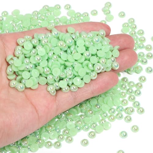 Chuyau 1500 Stück grüne AB-Perlen mit flacher Rückseite, runde Halbperlen für Bastelarbeiten, Scrapbooking, Crocs, Schuhe, Kleidung, Becher, Nägel, Hochzeit, Kunst, Dekoration, 6 mm Chuyau 1500 Stück grüne AB-Perlen mit flacher Rückseite, runde Halbperlen für Bastelarbeiten, Scrapbooking, Crocs, Schuhe, Kleidung, Becher, Nägel, Hochzeit, Kunst, Dekoration, 6 mm von Chuyau