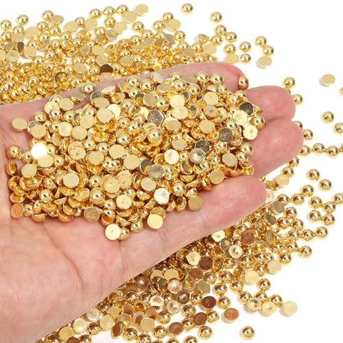 Chuyau 3000 Stück 5 mm goldene Perlen mit flacher Rückseite zum Basteln von Schmuckherstellung, runde Halbperlen für die Herstellung von Sammelalben, Crocs, Schuhen, Kleidung, Bechern, Nägeln Chuyau 3000 Stück 5 mm goldene Perlen mit flacher Rückseite zum Basteln von Schmuckherstellung, runde Halbperlen für die Herstellung von Sammelalben, Crocs, Schuhen, Kleidung, Bechern, Nägeln von Chuyau