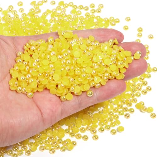 Chuyau 3000 Stück gelbe AB-Perlen mit flacher Rückseite, runde Halbperlen für Bastelarbeiten, Scrapbooking, Crocs, Schuhe, Kleidung, Becher, Nägel, Hochzeit, Kunst, Dekoration, 5 mm Chuyau 3000 Stück gelbe AB-Perlen mit flacher Rückseite, runde Halbperlen für Bastelarbeiten, Scrapbooking, Crocs, Schuhe, Kleidung, Becher, Nägel, Hochzeit, Kunst, Dekoration, 5 mm von Chuyau