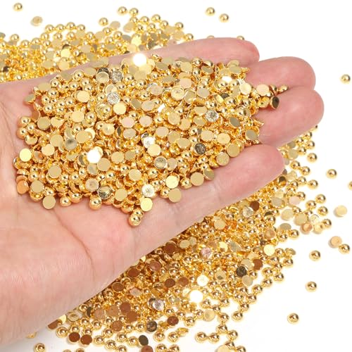 Chuyau 5000 Stück 4 mm goldene Perlen mit flacher Rückseite zum Basteln von Schmuckherstellung, runde Halbperlen für die Herstellung von Sammelalben, Crocs, Schuhen, Kleidung, Bechern, Nägeln Chuyau 5000 Stück 4 mm goldene Perlen mit flacher Rückseite zum Basteln von Schmuckherstellung, runde Halbperlen für die Herstellung von Sammelalben, Crocs, Schuhen, Kleidung, Bechern, Nägeln von Chuyau