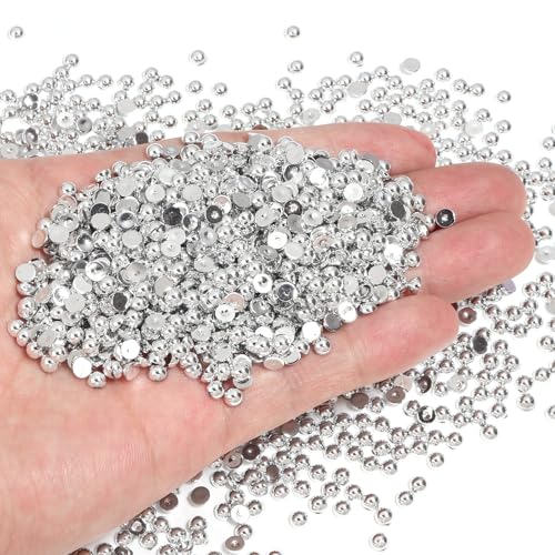 Chuyau 5000 Stück 4 mm silberne Perlen mit flacher Rückseite zum Basteln von Schmuckherstellung, runde Halbperlen für die Herstellung von Sammelalben, Crocs, Schuhen, Kleidung, Bechern, Nägeln Chuyau 5000 Stück 4 mm silberne Perlen mit flacher Rückseite zum Basteln von Schmuckherstellung, runde Halbperlen für die Herstellung von Sammelalben, Crocs, Schuhen, Kleidung, Bechern, Nägeln von Chuyau