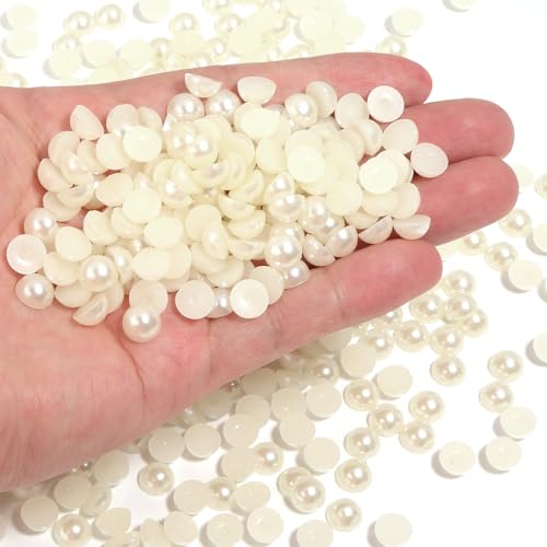 Chuyau 700 Stück 8 mm cremeweiße Perlen mit flacher Rückseite zum Basteln von Schmuckherstellung, runde Halbperlen für die Herstellung von Sammelalben, Crocs, Schuhen, Kleidung, Bechern, Nägeln Chuyau 700 Stück 8 mm cremeweiße Perlen mit flacher Rückseite zum Basteln von Schmuckherstellung, runde Halbperlen für die Herstellung von Sammelalben, Crocs, Schuhen, Kleidung, Bechern, Nägeln von Chuyau