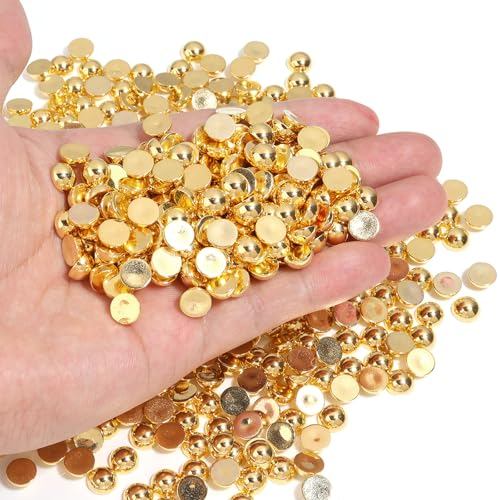 Chuyau 700 Stück 8 mm goldene Perlen mit flacher Rückseite zum Basteln von Schmuckherstellung, runde Halbperlen für die Herstellung von Sammelalben, Crocs, Schuhen, Kleidung, Bechern, Nägeln Chuyau 700 Stück 8 mm goldene Perlen mit flacher Rückseite zum Basteln von Schmuckherstellung, runde Halbperlen für die Herstellung von Sammelalben, Crocs, Schuhen, Kleidung, Bechern, Nägeln von Chuyau