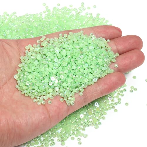 Chuyau 8000 Stück grüne AB-Perlen mit flacher Rückseite, runde Halbperlen für Bastelarbeiten, Scrapbooking, Crocs, Schuhe, Kleidung, Becher, Nägel, Hochzeit, Kunst, Dekoration, 3 mm Chuyau 8000 Stück grüne AB-Perlen mit flacher Rückseite, runde Halbperlen für Bastelarbeiten, Scrapbooking, Crocs, Schuhe, Kleidung, Becher, Nägel, Hochzeit, Kunst, Dekoration, 3 mm von Chuyau