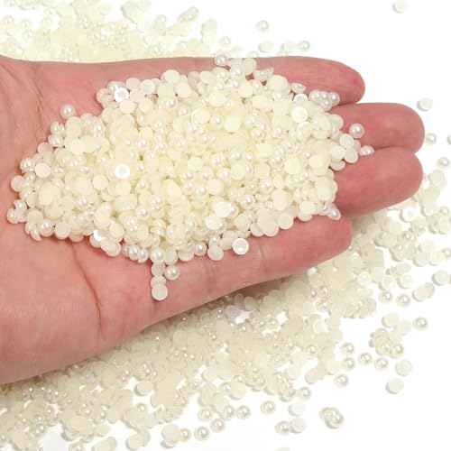 Chuyau Cremeweiße Perlen mit flacher Rückseite, runde Halbperlen für Bastelarbeiten, Scrapbooking, Crocs, Schuhe, Kleidung, Becher, Nägel, Hochzeit, Kunst, Dekoration, 4 mm, 5000 Stück Chuyau Cremeweiße Perlen mit flacher Rückseite, runde Halbperlen für Bastelarbeiten, Scrapbooking, Crocs, Schuhe, Kleidung, Becher, Nägel, Hochzeit, Kunst, Dekoration, 4 mm, 5000 Stück von Chuyau