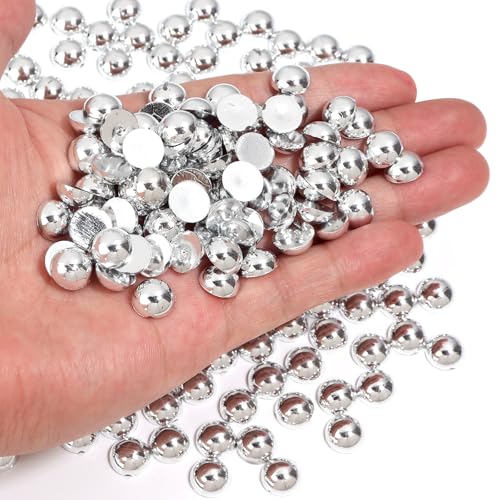 Chuyau Silberfarbene Perlen mit flacher Rückseite, 10 mm, zum Basteln, für Schmuckherstellung, runde Halbperlen, für Bastelarbeiten, Scrapbooking, Crocs, Schuhe, Kleidung, Becher, Nägel, Hochzeit Chuyau Silberfarbene Perlen mit flacher Rückseite, 10 mm, zum Basteln, für Schmuckherstellung, runde Halbperlen, für Bastelarbeiten, Scrapbooking, Crocs, Schuhe, Kleidung, Becher, Nägel, Hochzeit von Chuyau