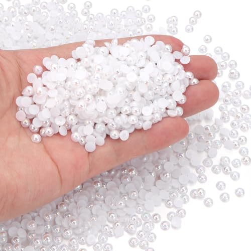 Chuyau Weiße AB-Perlen mit flacher Rückseite, 5 mm, zum Basteln, zur Schmuckherstellung, runde Halbperlen, für Bastelarbeiten, Scrapbooking, Crocs, Schuhe, Kleidung, Becher, Nägel, Hochzeit, Kunst Chuyau Weiße AB-Perlen mit flacher Rückseite, 5 mm, zum Basteln, zur Schmuckherstellung, runde Halbperlen, für Bastelarbeiten, Scrapbooking, Crocs, Schuhe, Kleidung, Becher, Nägel, Hochzeit, Kunst von Chuyau