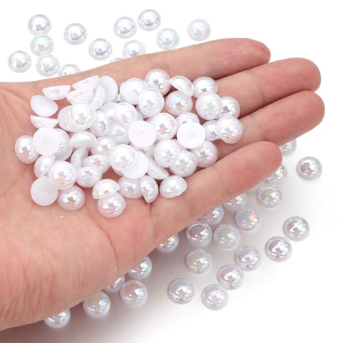 Chuyau Weiße AB-Perlen mit flacher Rückseite, rund, halbe Perlen, für Bastelarbeiten, Scrapbooking, Crocs, Schuhe, Kleidung, Becher, Nägel, Hochzeit, Kunst, Dekoration, 10 mm, 400 Stück Chuyau Weiße AB-Perlen mit flacher Rückseite, rund, halbe Perlen, für Bastelarbeiten, Scrapbooking, Crocs, Schuhe, Kleidung, Becher, Nägel, Hochzeit, Kunst, Dekoration, 10 mm, 400 Stück von Chuyau