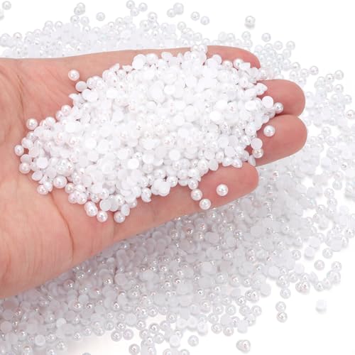 Chuyau Weiße AB-Perlen mit flacher Rückseite, runde Halbperlen für Bastelarbeiten, Scrapbooking, Crocs, Schuhe, Kleidung, Becher, Nägel, Hochzeit, Kunst, Dekoration, 4 mm, 5000 Stück Chuyau Weiße AB-Perlen mit flacher Rückseite, runde Halbperlen für Bastelarbeiten, Scrapbooking, Crocs, Schuhe, Kleidung, Becher, Nägel, Hochzeit, Kunst, Dekoration, 4 mm, 5000 Stück von Chuyau