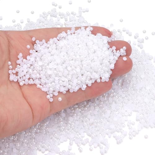 Chuyau Weiße Perlen mit flacher Rückseite, 3 mm, zum Basteln, zur Schmuckherstellung, runde Halbperlen, für Bastelarbeiten, Scrapbooking, Crocs, Schuhe, Kleidung, Becher, Nägel, Hochzeit, Kunst Chuyau Weiße Perlen mit flacher Rückseite, 3 mm, zum Basteln, zur Schmuckherstellung, runde Halbperlen, für Bastelarbeiten, Scrapbooking, Crocs, Schuhe, Kleidung, Becher, Nägel, Hochzeit, Kunst von Chuyau