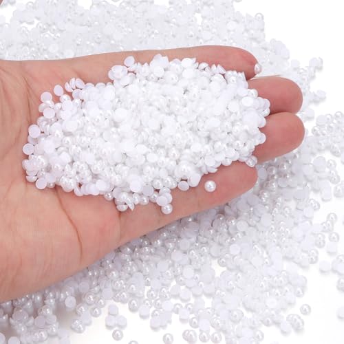 Chuyau Weiße Perlen mit flacher Rückseite, 4 mm, zum Basteln, zur Schmuckherstellung, runde Halbperlen, für Bastelarbeiten, Scrapbooking, Crocs, Schuhe, Kleidung, Becher, Nägel, Hochzeit, Kunst Chuyau Weiße Perlen mit flacher Rückseite, 4 mm, zum Basteln, zur Schmuckherstellung, runde Halbperlen, für Bastelarbeiten, Scrapbooking, Crocs, Schuhe, Kleidung, Becher, Nägel, Hochzeit, Kunst von Chuyau