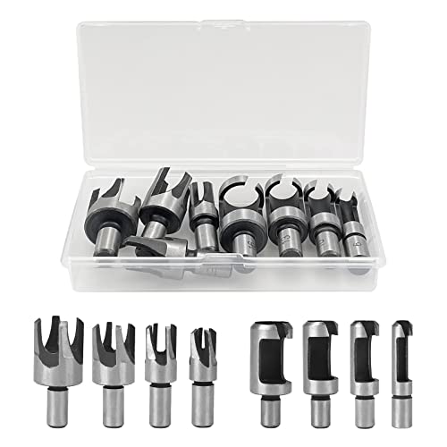 8stk Holz Plug Cutter Set Rundschaft Kohlenstoffstahl Klaue Konische Bohrer Set Klaue Kork Bohrer Lochsäge Werkzeug Zapfenbohrer Cutter, für Holzbearbeitung Tür Fenster Kabine (6/10/13/16mm) von CiShow