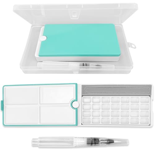 Leere Aquarellkasten, Wassermalkasten mit 28 Aquarell Näpf, Leere Aquarell Pfannen, Aquarell-Tablettdose, Aquarelldose mit Deckel, Malkasten für Aquarell Ölgemälde, mit Handbemalter Pinsel Leere Aquarellkasten, Wassermalkasten mit 28 Aquarell Näpf, Leere Aquarell Pfannen, Aquarell-Tablettdose, Aquarelldose mit Deckel, Malkasten für Aquarell Ölgemälde, mit Handbemalter Pinsel von CiShow