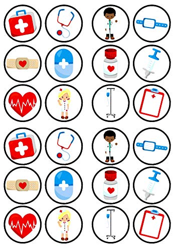 24 Nurses Mix Krankenschwestern Ärzte Krankenhaus Mix # 5 Discs Essbare Cupcake Toppers - Stand Up Waffelkuchen Dekorationen von Cian's Cupcake Toppers Ltd