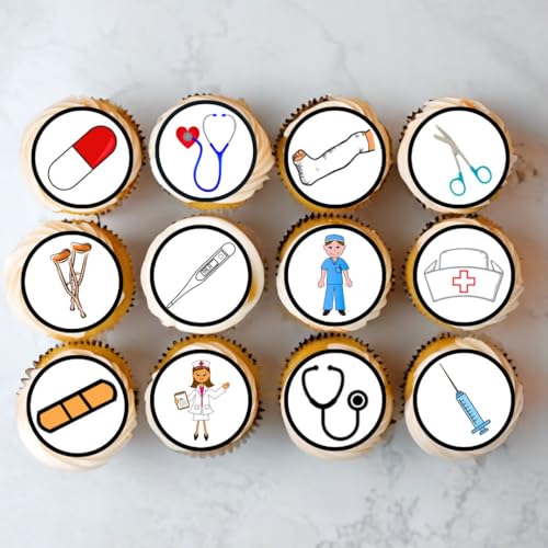 24 x Cupcakedekorationen mit Krankenschwestern-Motiv, essbar, vorgestanzt, runde Oblaten, Kuchendekorationen, stehend, UNCUT 24 x Cupcakedekorationen mit Krankenschwestern-Motiv, essbar, vorgestanzt, runde Oblaten, Kuchendekorationen, stehend, UNCUT von Cian's Cupcake Toppers Ltd