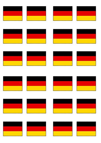 24 x Deutschland-Flagge, essbar, Premium-Dicke, gesüßt, Vanillegeschmack, Reispapier, Cupcake-Topper/-Dekorationen von Cian's Cupcake Toppers Ltd