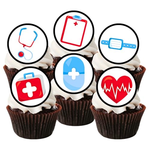 48 Nurses Mix Krankenschwestern Ärzte Krankenhaus Discs Mix # 5 Essbare Cupcake Toppers - Stand Up Waffelkuchen Dekorationen von Cian's Cupcake Toppers Ltd