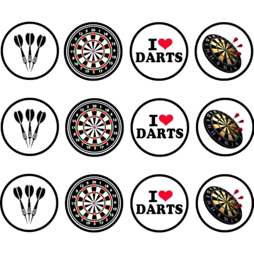 48 VORGESCHNITTENE Darts-Cupcake-Topper, Dart-Thema-Mini-Kuchendekorationen, essbare Darts-Geburtstagsdekorationen Dartscheiben-Kuchenaufsatz Dartscheiben-Kuchenaufsatz Darts-Partydekorationen von Cian's Cupcake Toppers Ltd