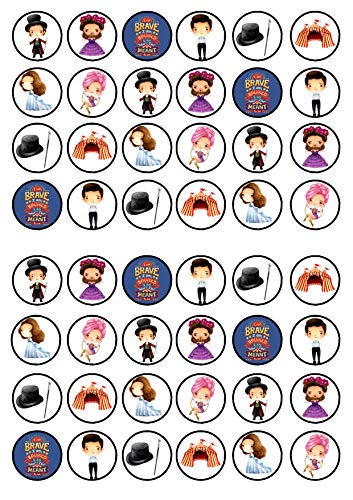 48 essbare Mini-Cupcake-Aufsätze mit Motiv "The Greatest Show", Cupcake-Dekoration 48 essbare Mini-Cupcake-Aufsätze mit Motiv "The Greatest Show", Cupcake-Dekoration von Cian's Cupcake Toppers Ltd