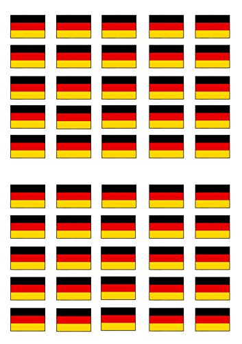 50 x Deutschland-Flagge, essbar, Premium-Dicke, gesüßt, Vanillegeschmack, Reispapier, Mini-Cupcake-Topper, Cake Pops, Cookies von Cian's Cupcake Toppers Ltd