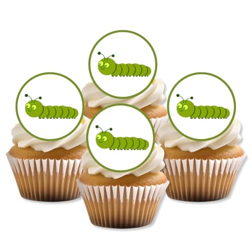 Cian's Cupcake Toppers Ltd 24 Raupe, vorgeschnitten, essbar, Waffel-Kuchendekoration, zum Aufstellen, UNCUT von Cian's Cupcake Toppers Ltd