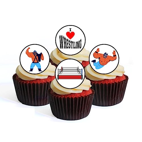 Cupcake-Topper, Wrestling, essbar, besonders dick, Vanillegeschmack, 48 Stück von Cian's Cupcake Toppers Ltd