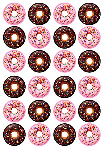 Essbare Cupcake-Topper, Donuts, Premium-Dicke, gesüßte Vanille, Oblaten-Karton, Cupcake-Dekoration, 24 Stück von Cian's Cupcake Toppers Ltd