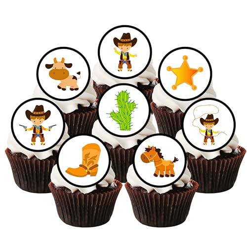 Essbare Cupcake-Topper mit Cowboy-Motiv – Dekoration für Wild-West-Partys und Rodeo-Events – 24 x 4 cm, ungeschnitten Essbare Cupcake-Topper mit Cowboy-Motiv – Dekoration für Wild-West-Partys und Rodeo-Events – 24 x 4 cm, ungeschnitten von Cian's Cupcake Toppers Ltd
