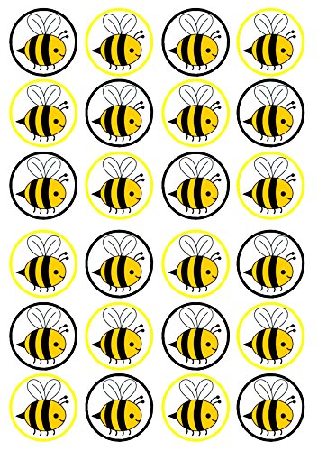 PRECUT Bumble Bee Cupcake Toppers, Bienen Essbare Kuchen Topper, Essbare Bienen Kuchen Dekorationen, Bee Party Dekorationen, Sommer Kuchen Dekoration, Insekten Kuchen Toppers (24) von Cian's Cupcake Toppers Ltd