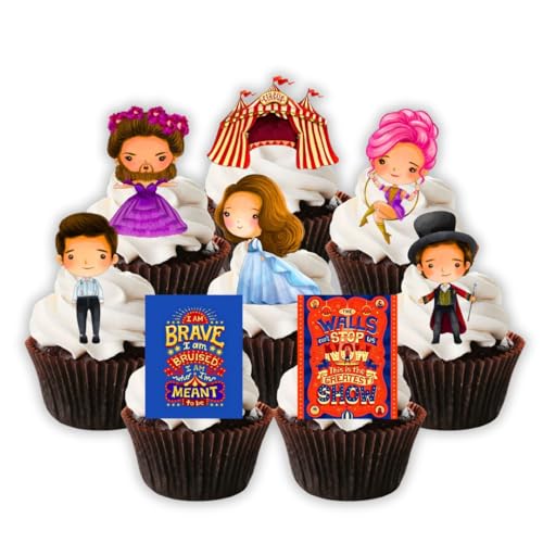 The Greatest Show Inspired Cake Toppers – Zirkus Karneval Party Dekorationen – Vintage Showman Thema – Essbare Oblaten – 5 cm vorgeschnitten (24 Stück) von Cian's Cupcake Toppers Ltd