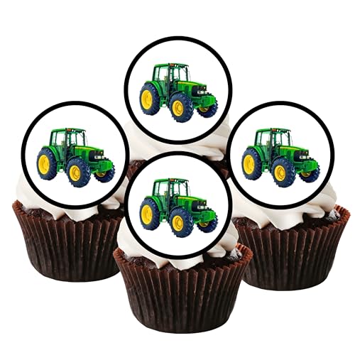 Traktor Farmer essbarem Premium Stärke Süße Vanille, Wafer Reispapier Cupcake Topper/Dekoration von Cian's Cupcake Toppers Ltd