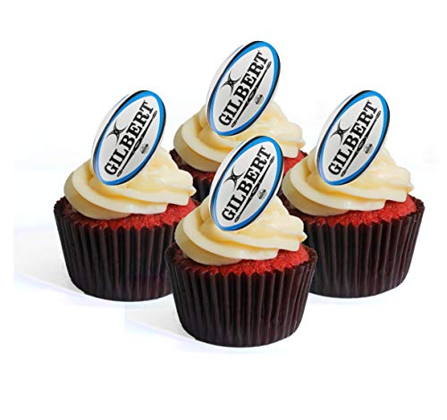 Vorgeschnittene Rugbybälle #2 essbare Cupcake-Topper – Premium-Dicke gesüßte Vanille, aufstellbare Oblaten-Kuchendekorationen (12 Stück) von Cian's Cupcake Toppers Ltd