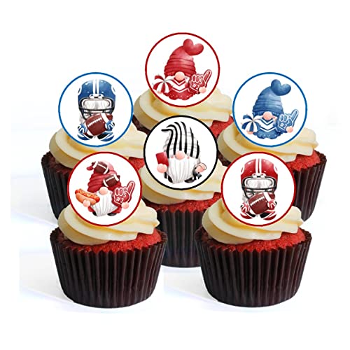 24 American Football Knomes Cupcake Toppers, Rot & Blau Fußball Thema, Knome Thema, Premium Dicke Sweeted Vanilla Wafer Cake Decorations 24 American Football Knomes Cupcake Toppers, Rot & Blau Fußball Thema, Knome Thema, Premium Dicke Sweeted Vanilla Wafer Cake Decorations von Cian's Cupcake Toppers Ltd