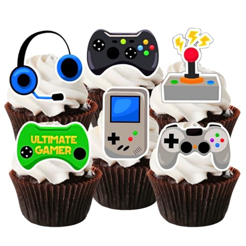 Essbare Cupcake-Aufsätze, Motiv: Gamer mit Vanillegeschmack, gesüßt, 12 Stück Essbare Cupcake-Aufsätze, Motiv: Gamer mit Vanillegeschmack, gesüßt, 12 Stück von Cian's Cupcake Toppers Ltd
