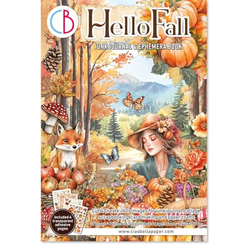 Ciao Bella Ephemera Book & Junk Journal für Papierbastelarbeiten, Kartenherstellung, Scrapbooking und Collage, 140 g/m² Karton (Hello Fall) von Ciao Bella