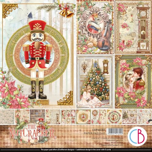 Ciao Bella Scrapbook-Papier Nutcracker, 12 Blatt, 30,5 x 30,5 cm, Hochwertiges Bastelpapier für Scrapbooking, Karten und DIY-Projekte von Ciao Bella