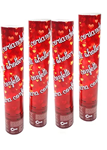 4er Set Party Popper Röhrchen Konfetti Schießt rote Herzen (30 cm) von Ciao