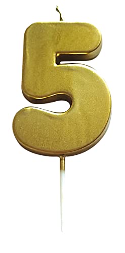 Ciao, Gold Zahlenkerze 5 (6 cm), 21445 von Ciao