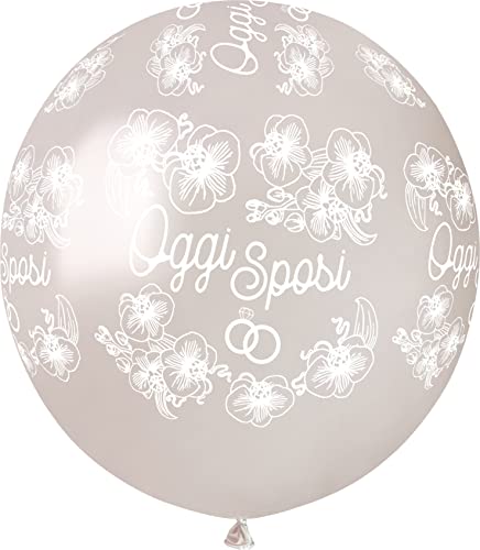 Ciao - 25 Hochzeitsluftballons "Oggi Sposi" aus Naturlatex Premium Qualität G150 (Ø 48 cm/19"), perlweiß von Ciao