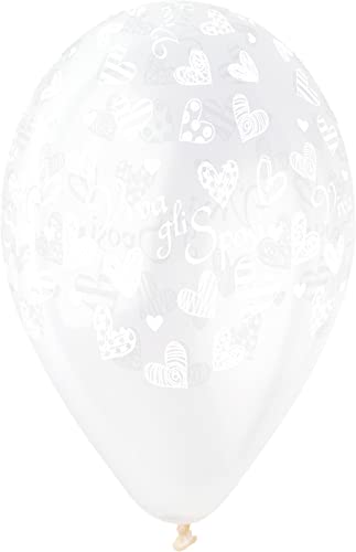 Ciao - 25 Hochzeitsluftballons "Viva I Sposi" Crystal aus Naturlatex Premium Quality G120 (Ø 33cm / 13") transparent von Ciao