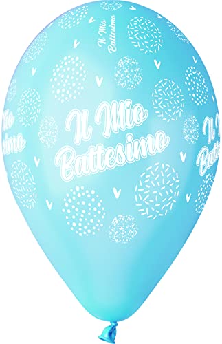 Ciao 25 balloons "Il Mio Battesimo" in natural latex Premium Quality G120 (Ø 33cm / 13"), pastel light blue, G120 (Ø 33cm / 13'') von Ciao