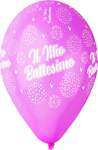 Ciao 25 balloons "Il Mio Battesimo" in natural latex Premium Quality G120 (Ø 33cm / 13"), pastel pink, G120 (Ø 33cm / 13'') von Ciao