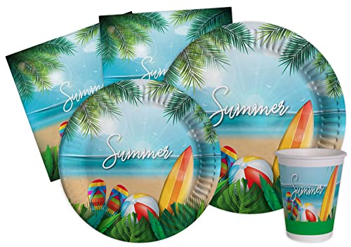 Ciao AZ146 Summer for 8 People (44 pcs: Plates, Cups, Napkins) in compostable Paper Party Tableware Set, Mehrfarbig von Ciao