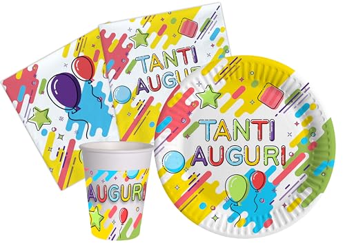 Ciao AZ166 Partygeschirr Party-Set (Pappteller, Bucher, Servietten), Multicolor, 24 Personen von Ciao