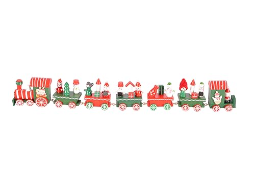 Ciao Christmas Train (42cm: Locomotive + 6 Wagons) Wooden Decoration, red/Green von Ciao