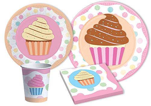 Ciao-Kit Party Cupcake Tisch für 8 Personen (44 Stück Ø23cm, 8 Teller Ø20cm, 8 Plastikbecher 200ml, 20 Papierservietten 33x33cm), Single, Multicolor, S, Y4638 von Ciao